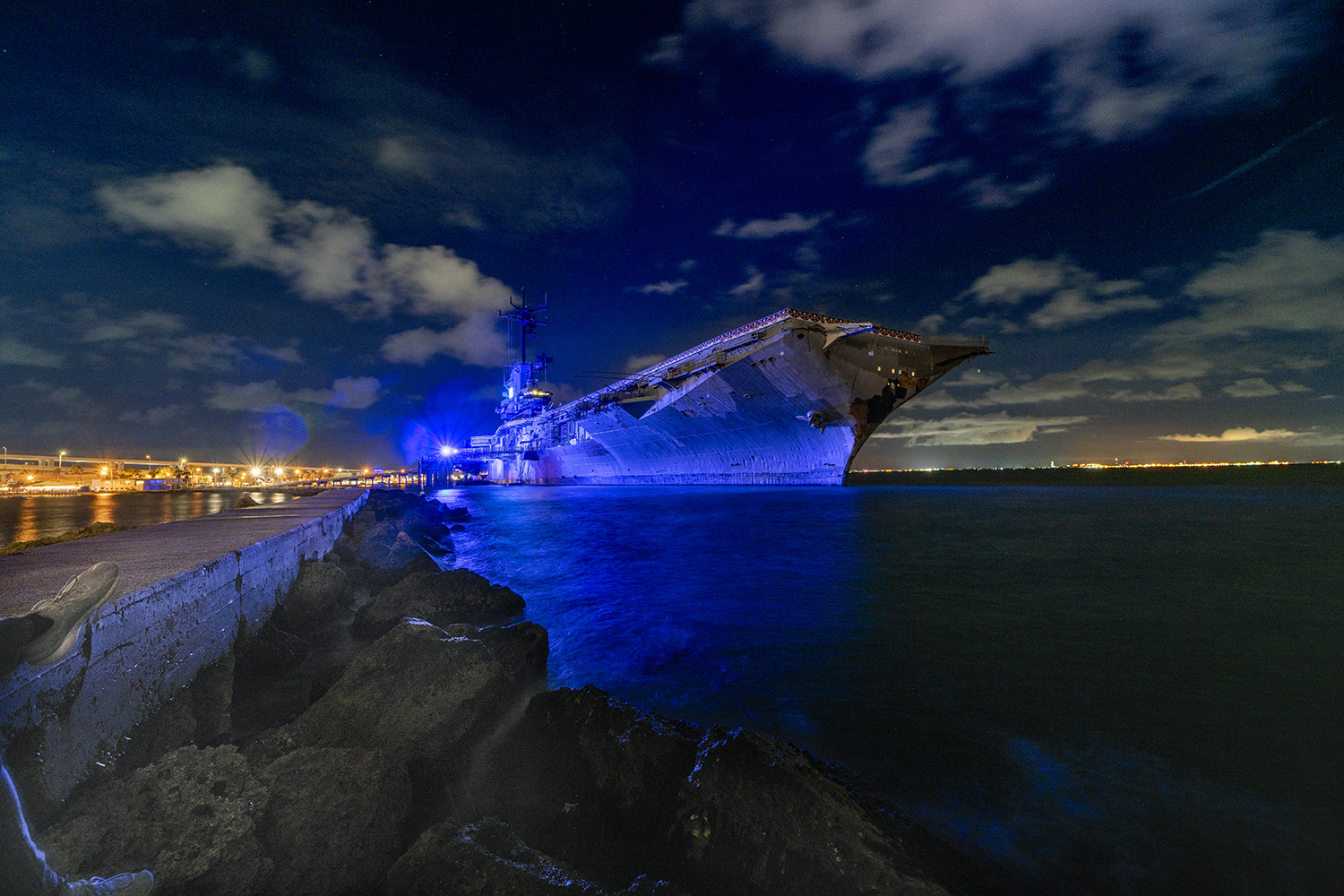USS Lexington Under the Texas Night Sky